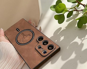 Magnetic PU Leather Case for Samsung Galaxy S23-S26 Ultra Plus (Vintage Design)