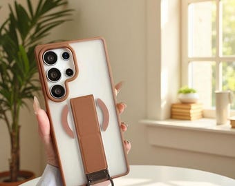 Folding Magnetic Stand Phone Case for Samsung S26 S25 S24 Ultra S23 Plus, Slim Frosted Cover