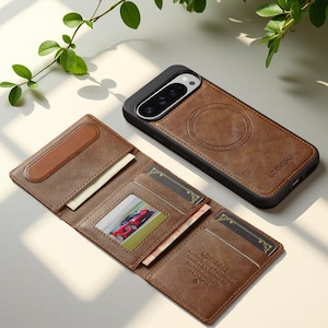 Funda para teléfono con tarjetero para Google Pixel 10 9 8 7 Pro XL 8A 9A / Funda tipo cartera magnética de lujo de cuero