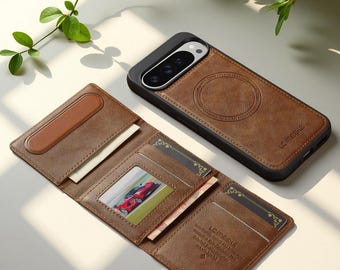Card Holder Phone Case For Google Pixel 10 9 8 7 Pro XL 8A 9A | Luxury Magnetic Leather Wallet Cover