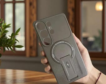 Carbon Fiber Magnetic Bracket Phone Case for Samsung S26 Ultra S25 Edge S24 FE S23 S22 Plus