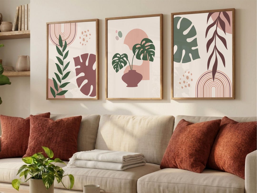Terracota Wall Art Set of 3 Printable, Boho Neutral Decor, Mid Century ...