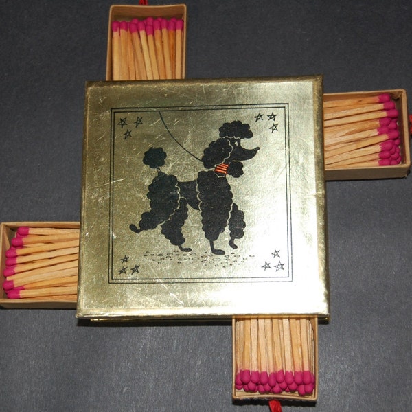 Vintage mid century Matchbox with Black Poodle