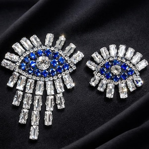 Evil Eye Strass Patch Set, Kristall Bling Applikation, Aufbügeln Kleidung Dekoration (2 Stück)