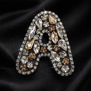Parche de letras con diamantes de imitación, letras termoadhesivas de cristal brillante del alfabeto, parche termoadhesivo personalizado con nombre, aplique inicial brillante de 4 cm