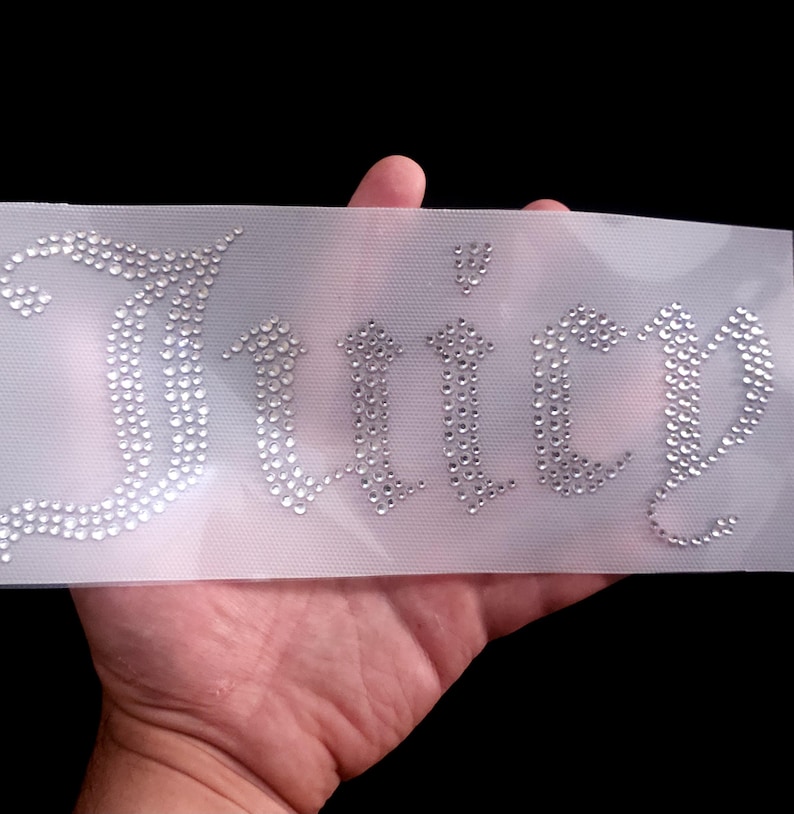 Diy Rhinestone Word Juicy Rhinestone Patch, Crystal Bling Word Transfer, Y2K Clothing ...