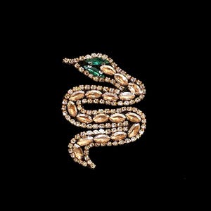 Crystal Snake Rhinestone Applique – Iron-On Serpent Bling Patch (7x5cm)