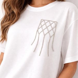 Rhinestone Chain Applique Iron On, Crystal Hotfix Patch, Bling Hanging Decoration