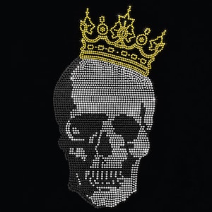 King Skull Rhinestone Template, Gothic Crown Crystal Design, Y2K Bling Hotfix Pattern (Digital Download)