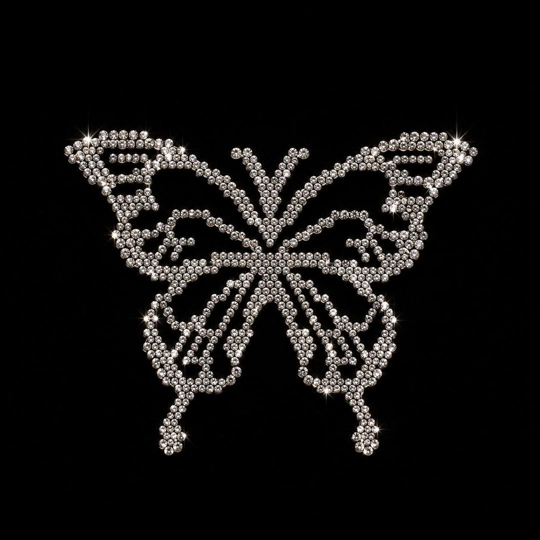 Butterfly Rhinestone Template, Crystal Ss6 Hotfix Pattern (10 X 13 Cm ...