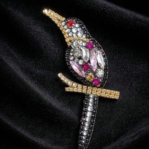 Parche de pájaro de cristal con diamantes de imitación, aplique brillante, decoración de ropa DIY (10 x 5 cm)
