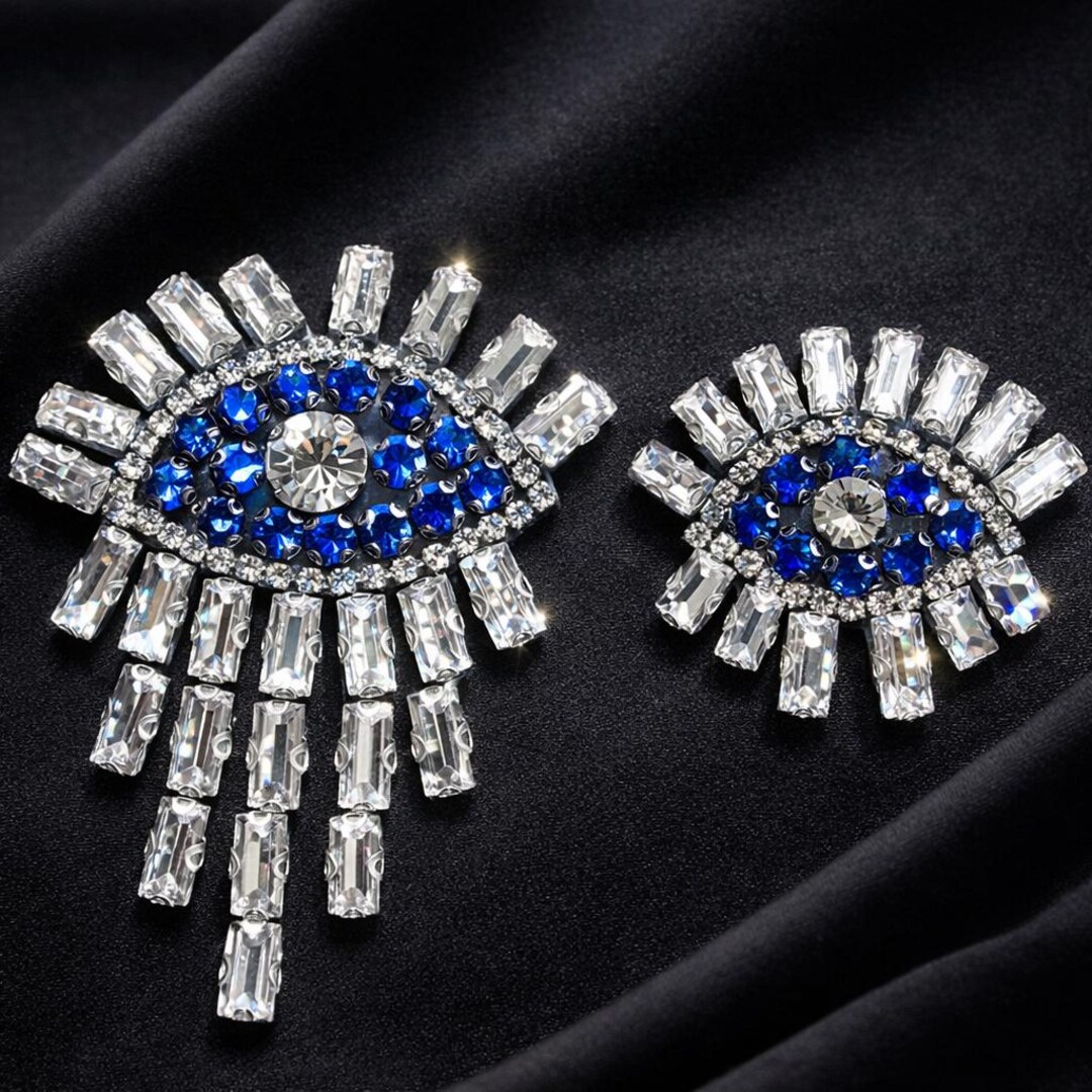 Evil Eye Rhinestone Evil Eye Rhinestone Patch Set, Crystal Bling Applique, Iron on Clothing ...