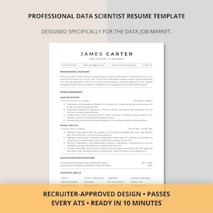 CV-sjabloon datawetenschapper voor Google Docs en Word; ATS-cv; CV data-analist; CV data-engineer; modern cv; minimalistisch cv