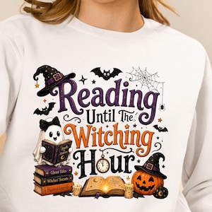 Halloween Ghost Reader Sweatshirt, Witching Hour Book Lover Tee