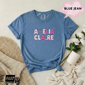 Camiseta personalizada con nombre para niñas, camiseta con letras personalizadas estilo patchwork, regalo de cumpleaños para hija, camiseta infantil con nombre
