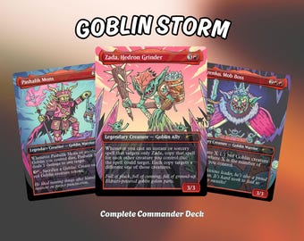 Goblin Storm Proxy Commander Deck – Chaos Combo Tribal Proxy EDH Deck – 100 Card Ready to Play Custom Fantasy Card Set