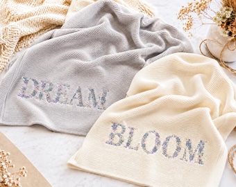 Embroidered Knit Baby Blanket, Personalized Baby Blanket, Custom Baby Name Blanket, Gift for Baby, 100% Cotton blanket, Keepsake for Baby