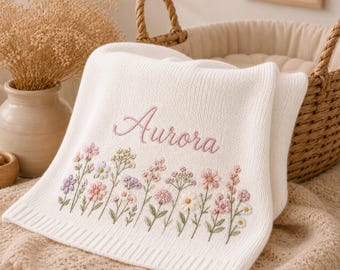 Personalized Baby Blanket, Hand-Embroidered Cotton Throw, Cherished Nursery Gift, Newborn Present