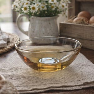 Vintage amberkleurige glazen kom – kleine dessert-/voorbereidingsschaal – diameter 4,5 inch – minimalistisch keukendecor