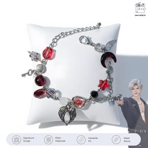 Sylus armband liefde en deepspace sieraden Mephisto geïnspireerd accessoire donkere romantiek vleugel en hart bedelarmband cadeau voor liefde en Dee LDPS