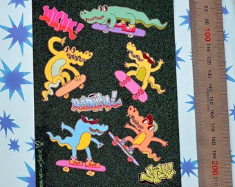 Skating Crocodiles Sticker Sheet | Vinyl Waterproof Journal Laptop Decals