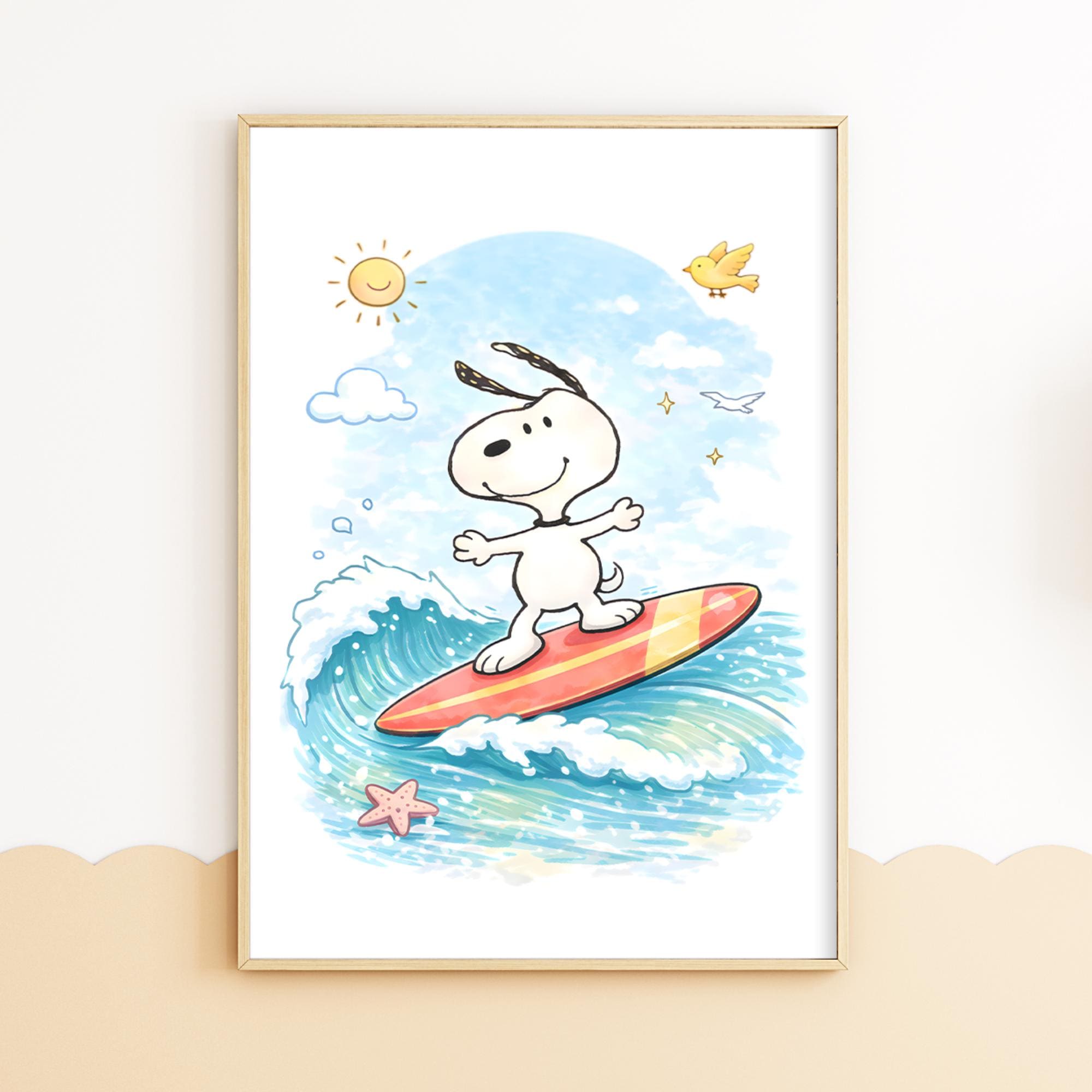 Snoopy Surfing Poster - Etsy