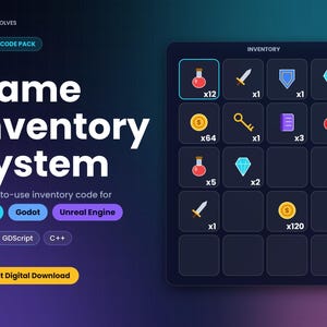 Game Inventory System Code for Unity, Godot, Unreal (C#, GdScript, C++)