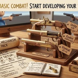 Universal 3D Gun Mechanism Script Pack | Raycast Shooting Ammo Reload System Code for Unity C# Godot 4 GDScript Unreal Engine 5 C++