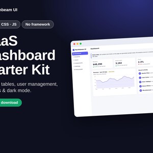 HTML-beheerdashboardtemplate, SaaS UI-starterkit, CSS- en JavaScript-broncode