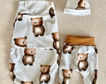 Babyset - Pucksack, Pumphose und Mütze aus Jersey