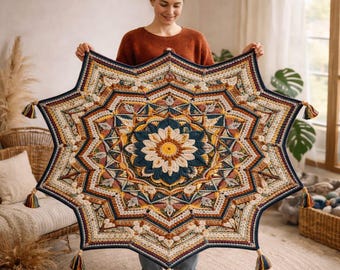 Boho Star Mandala Häkeldecke Muster | Einfaches PDF Home Decor
