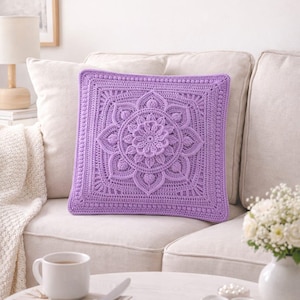 Crochet Mandala Rug Pattern PDF – Floral Square Carpet Design, Boho Home Decor Mat Tutorial (Instant Download