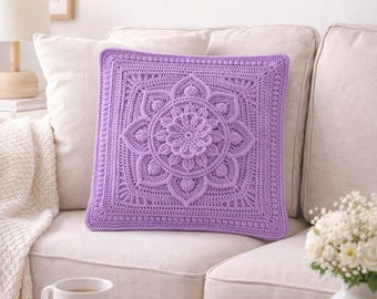 Crochet Mandala Rug Pattern PDF – Floral Square Carpet Design, Boho Home Decor Mat Tutorial (Instant Download