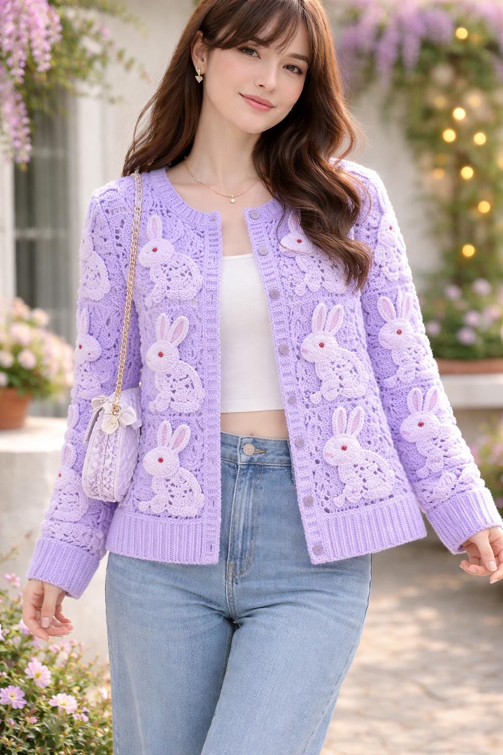 Crochet Bunny Cardigan Pattern | Lace Granny Square Sweater (PDF ...