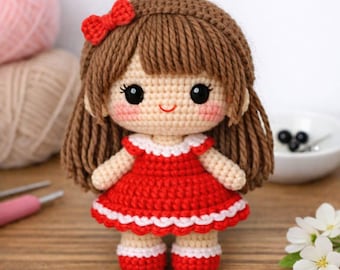 Virkmönster för Amigurumi-flickdocka • Nybörjarvänlig plyschleksak (PDF-mönster)