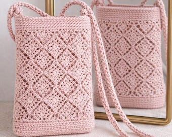 Crochet Crossbody Bag, Lace Diamond Shoulder Bag Tutorial (PDF Pattern)