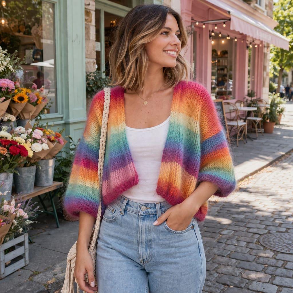Mohair Mix Knit Cardigan With Cropped Sleeve (PDF Pattern) - Etsy
