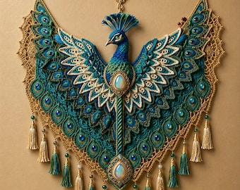 Peacock Crochet Wall Hanging Pattern, Boho Peacock Macrame Decor, Handmade Feather Wall Art PDF Tutorial