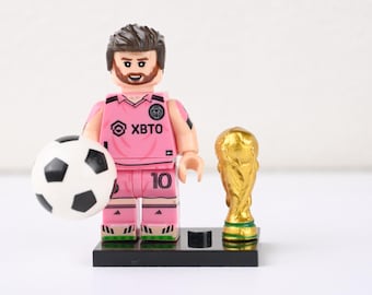 MOC Leo Messi Inter Miami 10 Minifigure with FIFA World Cup Trophy