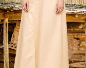 Enagua de sari de algodón puro para mujer: suave, cómoda y con cintura ajustable mediante cordón (beige).