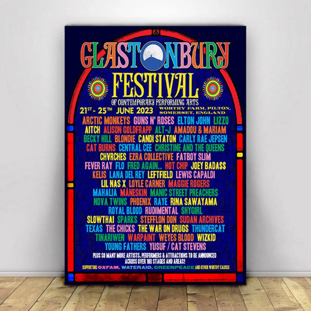 Glastonbury FESTIVAL LINE UP 2023 Event Poster Home & Living Etsy