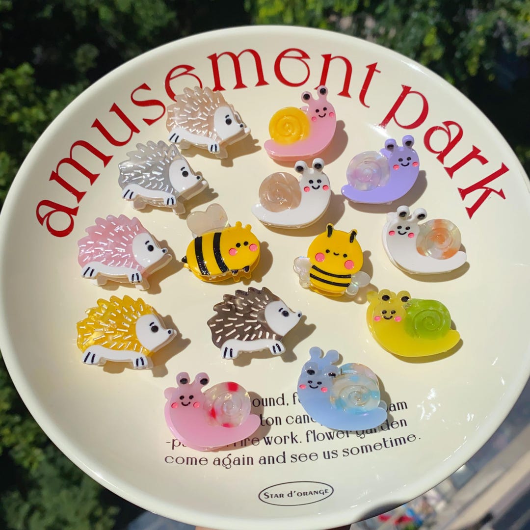 Acetate Mini Claw Clip, Snail Hedgehog Bee Hair Accessory, Kawaii ...