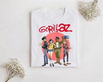 Gorillaz Shirt Gorillaz Band Gorillaz Group Circle Rise Shirt, Gorillaz Merch Shirt Gorillaz 2D, Russel, Murdoc and Noodle Shirt