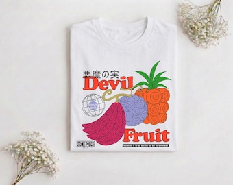 One Piece Devil Fruit Shirt One Piece Anime Vintage Devil Fruit Ad with Kanji Shirt, One Piece Anime Gifts Shirt