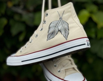Natural Ivory Converse Chuck Taylor Hi Tops Featuring Native