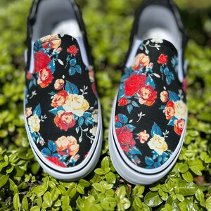 Vans slip on garden floral sale