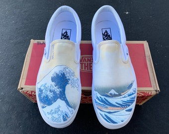 The Great Wave Off Kanagawa Custom Slip On Vans - Men's and Women's Shoes