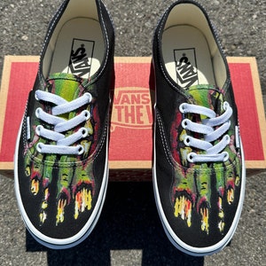 Zombie Feet Black/White Vans Authentic Lace Up Shoes - Custom Vans Shoes for Men and Women