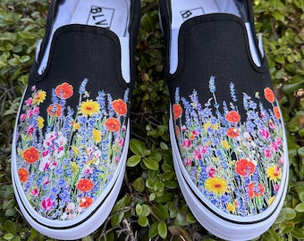 Wild Flowers Slip Ons  - Custom BLVD Original Slip On Shoes for Men and Women
