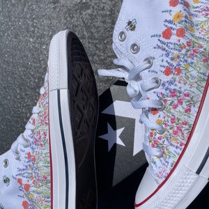 wedding flower shoes with bees customized converse high top sneakers